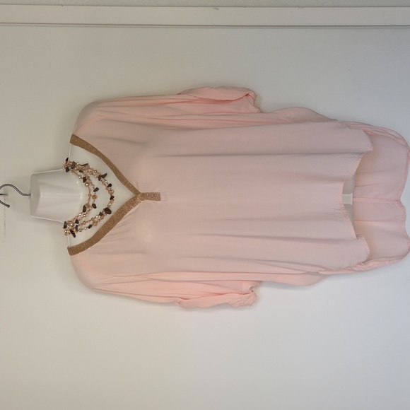 Elegant Pink V-Neck Women's Top - Picture 1 of 4
